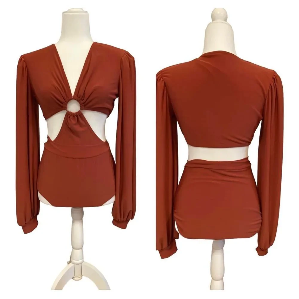 Kelle dance costume jazz contemporary Orange copper jersey stretch poet MA